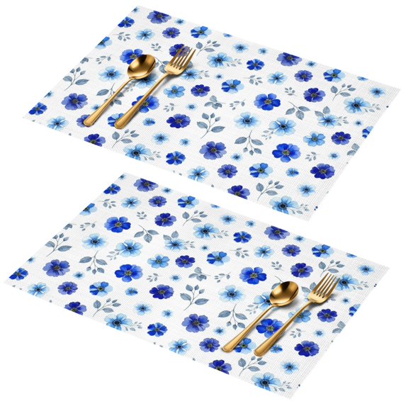 Placemat, Pioneer Flower Floral Print Pattern Place Mats Table Mat Set Of 2, PVC Washable Placemats for Party Kitchen Dining Decoration, 18x12 Inch, Fade Resistant