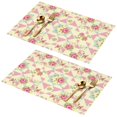 thumbnail image 1 of Placemat, Pioneer Flower Floral Print Pattern Place Mats Table Mat Set Of 2, PVC Washable Placemats for Party Kitchen Dining Decoration, 18x12 Inch, Fade Resistant, 1 of 6