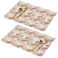 thumbnail image 1 of Placemat, Pioneer Flower Floral Print Pattern Place Mats Table Mat Set Of 2, PVC Washable Placemats for Party Kitchen Dining Decoration, 18x12 Inch, Fade Resistant, 1 of 6
