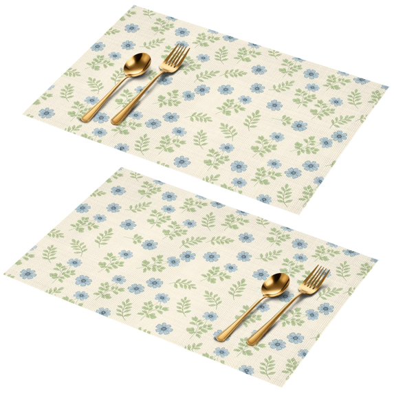 Placemat, Pioneer Flower Floral Print Pattern Place Mats Table Mat Set Of 2, PVC Washable Placemats for Party Kitchen Dining Decoration, 18x12 Inch, Fade Resistant