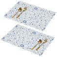 thumbnail image 1 of Placemat, Pioneer Flower Floral Print Pattern Place Mats Table Mat Set Of 2, PVC Washable Placemats for Party Kitchen Dining Decoration, 18x12 Inch, Fade Resistant, 1 of 6