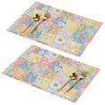 thumbnail image 1 of Placemat, Pioneer Flower Floral Print Pattern Place Mats Table Mat Set Of 2, PVC Washable Placemats for Party Kitchen Dining Decoration, 18x12 Inch, Fade Resistant, 1 of 6