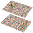 thumbnail image 1 of Placemat, Pioneer Flower Floral Print Pattern Place Mats Table Mat Set Of 2, PVC Washable Placemats for Party Kitchen Dining Decoration, 18x12 Inch, Fade Resistant, 1 of 6