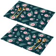 thumbnail image 1 of Placemat, Pioneer Flower Floral Print Pattern Place Mats Table Mat Set Of 2, PVC Washable Placemats for Party Kitchen Dining Decoration, 18x12 Inch, Fade Resistant, 1 of 6