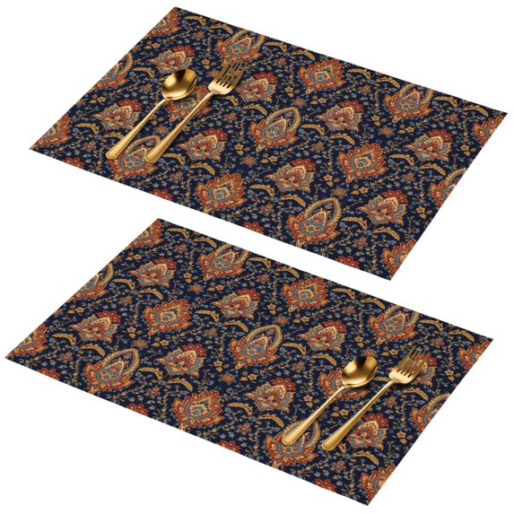 Placemat, Pioneer Flower Floral Print Pattern Place Mats Table Mat Set Of 2, PVC Washable Placemats for Party Kitchen Dining Decoration, 18x12 Inch, Fade Resistant