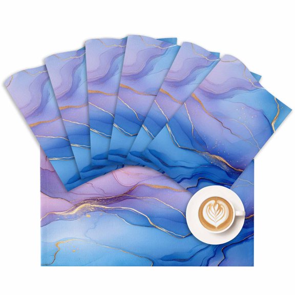 Placemat Purple Blue Marble Placemats for Dining Table Abstract Art Washable Table Mats for Party Kitchen Dining Decoration