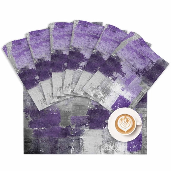 Placemat Purple Gray Block Placemats for Dining Table Modern Abstract Art Washable Table Mats for Party Kitchen Dining Decoration