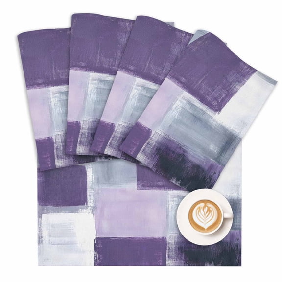 Placemat Purple Gray Placemats for Dining Table Abstract Washable Table Mats for Party Kitchen Dining Decoration