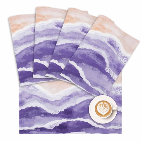 Placemat Purple Ocean Waves Placemats for Dining Table Beach Ombre Washable Table Mats for Party Kitchen Dining Decoration