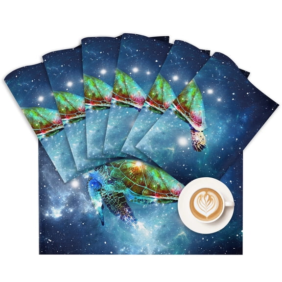 Placemat Sea Turtle Placemats for Dining Table Galaxy Stars Cloud Washable Table Mats for Party Kitchen Dining Decoration