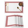 thumbnail image 1 of Placemat Set of 4 Geometric Red Greek Key Design Placemats for Dining Table White Washable Table Mats for Kitchen and Party Decor Indoor & Outdoor Use, 1 of 8