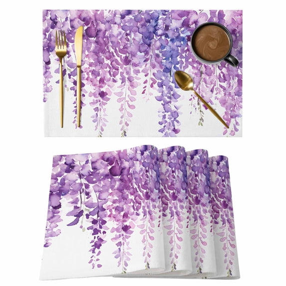 Placemat Set of 4 Pink Purple Lavender Placemats for Dining Table Spring Pastoral Washable Table Mats for Kitchen and Party Decor Indoor & Outdoor Use