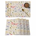thumbnail image 1 of Placemat Set of 4 Red Blue Dragonfly Placemats for Dining Table Purple Yellow Flower Washable Table Mats for Kitchen and Party Decor Indoor & Outdoor Use, 1 of 8