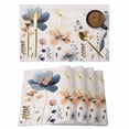 thumbnail image 1 of Placemat Set of 4 Watercolor Flowers Leaf Placemats for Dining Table Blue Pink Floral Plant Washable Table Mats for Kitchen and Party Decor Indoor & Outdoor Use, 1 of 1
