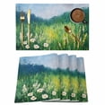 thumbnail image 1 of Placemat Set of 4 White Flowers Field Placemats for Dining Table Spring Oil Painting Washable Table Mats for Kitchen and Party Decor Indoor & Outdoor Use, 1 of 8