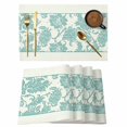 thumbnail image 1 of Placemat Set of 6 Ethnic Style Pattern Placemats for Dining Table Retro Green Floral Washable Table Mats for Kitchen and Party Decor Indoor & Outdoor Use, 1 of 8