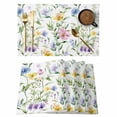 thumbnail image 1 of Placemat Set of 6 Watercolor Flower Leaf Placemats for Dining Table Spring Country Washable Table Mats for Kitchen and Party Decor Indoor & Outdoor Use, 1 of 8