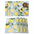 thumbnail image 1 of Placemat Set of 6 Yellow Lemon White Flowers Placemats for Dining Table Blue Background Washable Table Mats for Kitchen and Party Decor Indoor & Outdoor Use, 1 of 8