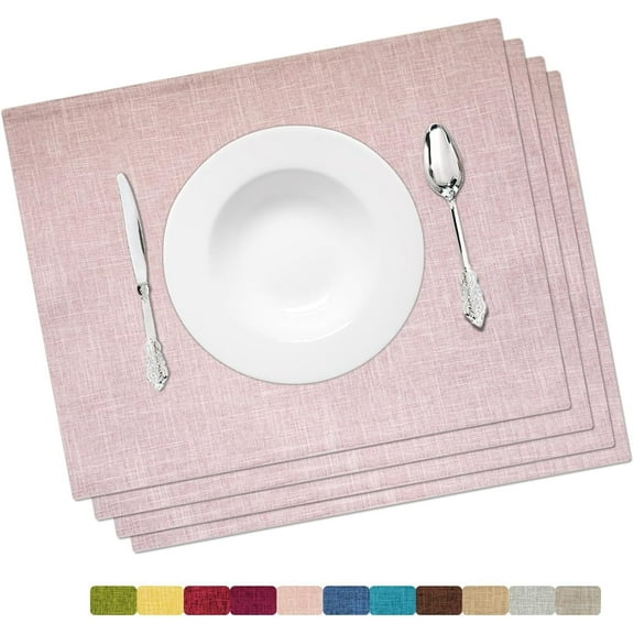 Placemat Set-Washable Place Mats for Parties, Elegant Table Mats for Kitchen Table, Set of 4 Dining Table Placemats, Heat-Resistant Cloth Placemats for Indoor and Outdoor,13x19 Ancient Pink