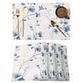 thumbnail image 1 of Placemat Set of 4 Blue Wildflower Placemats for Dining Table Watercolor Floral Washable Table Mats for Kitchen and Party Decor Indoor & Outdoor Use, 1 of 8