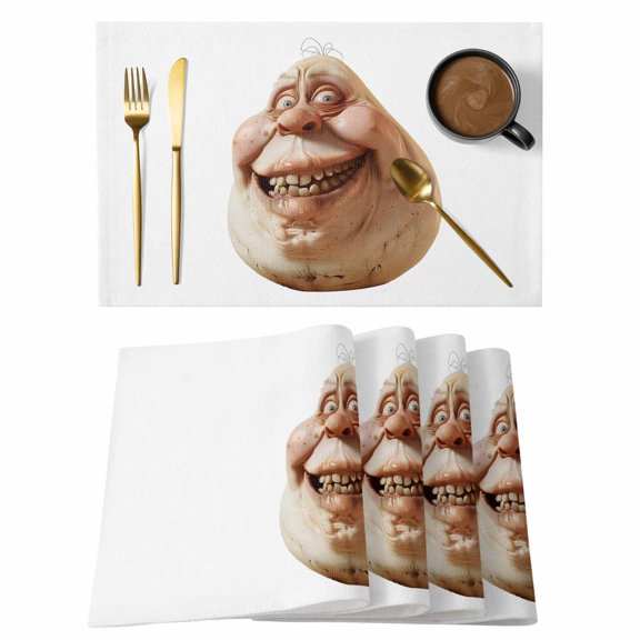 Placemat Set of 4 Humor Smiling Face Placemats for Dining Table Funny Washable Table Mats for Kitchen and Party Decor Indoor & Outdoor Use