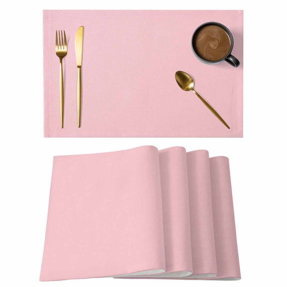 Placemat Set of 4 Pink Placemats for Dining Table Solid Color Pink Washable Table Mats for Kitchen and Party Decor Indoor & Outdoor Use