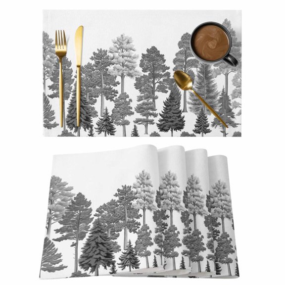 Placemat Set of 6 Forest Tree Placemats for Dining Table Pine Tree Washable Table Mats for Kitchen and Party Decor Indoor & Outdoor Use