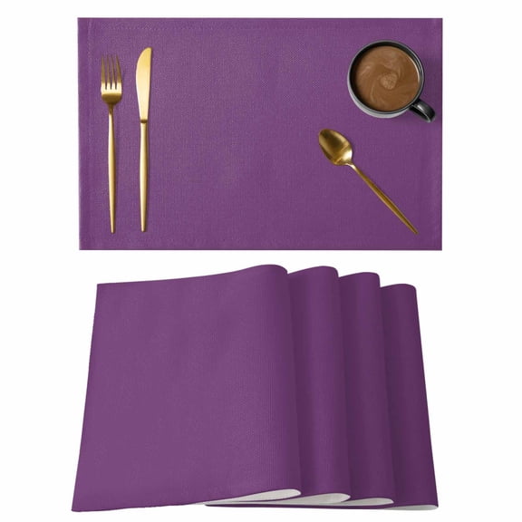 Placemat Set of 6 Purple Placemats for Dining Table Solid Purple Color Washable Table Mats for Kitchen and Party Decor Indoor & Outdoor Use