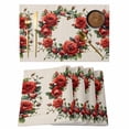 thumbnail image 1 of Placemat Set of 6 Red Rose Wreath Placemats for Dining Table Retro Flowers Washable Table Mats for Kitchen and Party Decor Indoor & Outdoor Use, 1 of 8