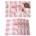 thumbnail image 1 of Placemat Set of 6 Rose Bow Placemats for Dining Table Pink White Check Washable Table Mats for Kitchen and Party Decor Indoor & Outdoor Use, 1 of 8