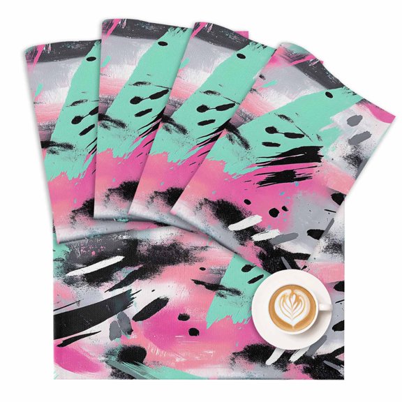 Placemat Simple Style Placemats for Dining Table Oil Painting Washable Table Mats for Party Kitchen Dining Decoration