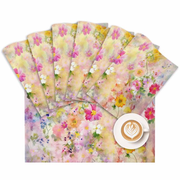 Placemat Spring Cute Daisy Placemats for Dining Table Abstract Plant Full Flowers Washable Table Mats for Party Kitchen Dining Decoration