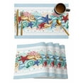 thumbnail image 1 of Placemat Summer Ocean Watercolor Star Shell Coral Sky Blue Coffee Dish Mat Kitchen Dining Table Rug Dinnerware 4/6pcs Pads, 1 of 6