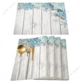 thumbnail image 1 of Placemat Table Mat Turquoise Wooden Board Printed For Tables Heat-insulation Linen Cotton Kitchen Dining Pads Set, 1 of 5
