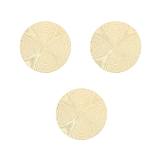 Placemat,Table Pad,3 Pack Round Woven Waterproof Oil Resistant Heat Insulation Coaster For Home Western Dining Table Cafe Desktop Decor
