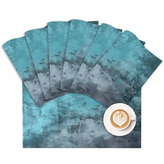 Placemat Teal Blue Placemats for Dining Table Ombre Modern Abstract Washable Table Mats for Party Kitchen Dining Decoration