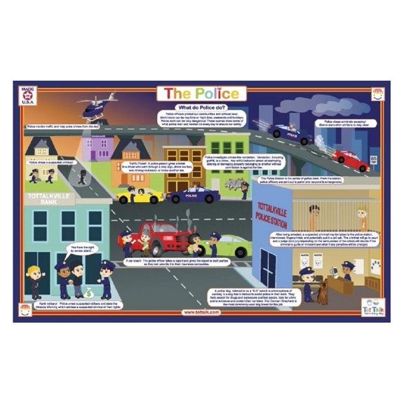 Placemat - Tot Talk - Police Meal Dining Kids Mat tot1065