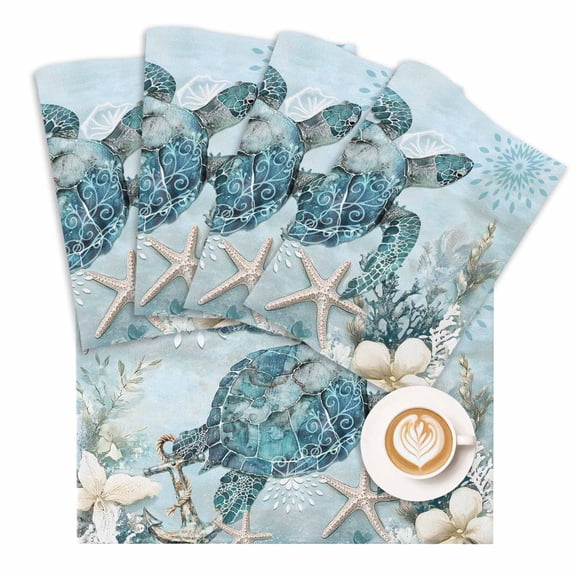 Placemat Turtle Placemats for Dining Table Blue Ocean Marine Life Washable Table Mats for Party Kitchen Dining Decoration