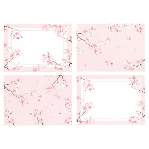 Topadorn Cherry Blossom Placemats Set of 4, Pink Watercolor Floral Place Mats, Waterproof Oil Resistant Table Mats for Dining Table Kitchen Decor