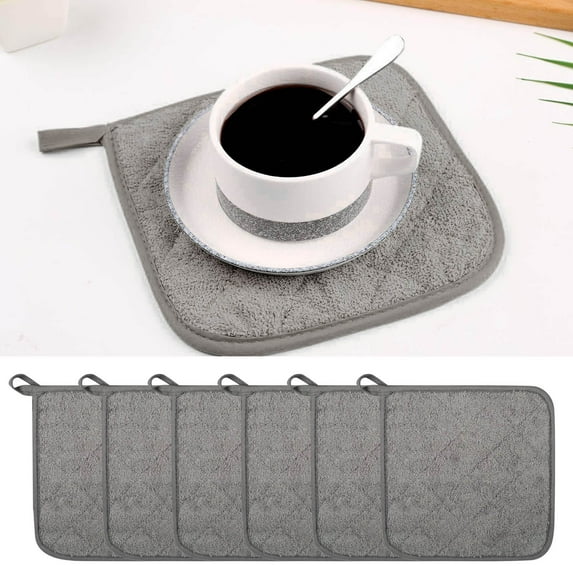 Placemat Product Class Quilted Oven Set Pot Holders 6-Pack Durable Heat 7x7 Hot Pads for Kitchen and Dining