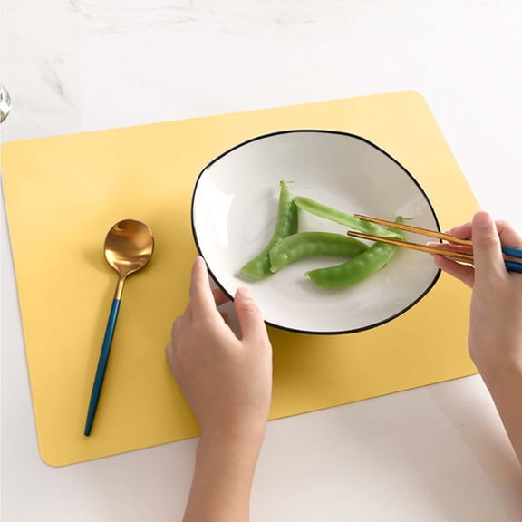 Placemat for Dining Tables Color Silicone Table Mat 40x30 cm Insulated Baby Kids Dining Protector Kitchen Mat,One Size,Yellow