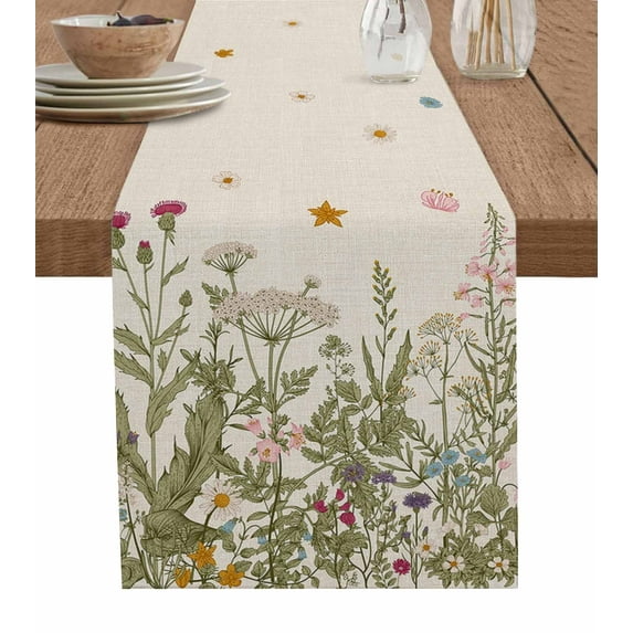 Placemat ration Kitchen Home Cloth Cover Table Dining Wedding Linen Cotton Runner Table Vintage Dandelion Flowers Wild Plant