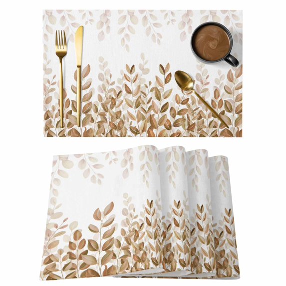 Placemats 1 Pack, Eucalyptus Leaves Woven Placemat, Linen Place Mats for Kitchen/Dining Tables, Spring Plants Country Yellow Washable Table Mats for Party