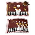 thumbnail image 1 of Placemats 1 Pack, Fat Chef Woven Placemat, Linen Place Mats for Kitchen/Dining Tables, Red Gourmet Kitchen Red Black Buffalo Plaid Washable Table Mats for Party, 1 of 8