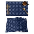 thumbnail image 1 of Placemats 1 Pack, Navy Blue Woven Placemat, Linen Place Mats for Kitchen/Dining Tables, Geometric Leaf Diamond Plaid Abstract Check Washable Table Mats for Party, 1 of 8