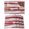 thumbnail image 1 of Placemats 1 Pack, Red Pink Gray Stripes Woven Placemat, Linen Place Mats for Kitchen/Dining Tables, Modern Abstract Minimalist Retro Washable Table Mats for Party, 1 of 8