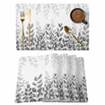 thumbnail image 1 of Placemats 1 Pack, Spring Gray Eucalyptus Woven Placemat, Linen Place Mats for Kitchen/Dining Tables, Summer Botanical Leaf Country Washable Table Mats for Party, 1 of 8