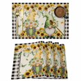 thumbnail image 1 of Placemats 1 Pack, Sunflower Gnomes Woven Placemat, Linen Place Mats for Kitchen/Dining Tables, Spring Farmhouse Vintage Daisy Floral Leaf Washable Table Mats for Party, 1 of 8