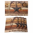 thumbnail image 1 of Placemats 1 Pack, Texas Star Vintage Woven Placemat, Linen Place Mats for Kitchen/Dining Tables, Berry Burnt Orange Brown Wooden Washable Table Mats for Party, 1 of 8