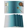 thumbnail image 1 of Placemats 1 Pack, Turquoise Grey Ombre Woven Placemat, Linen Place Mats for Kitchen/Dining Tables, Farmhouse Gradient Minimalist Washable Table Mats for Party, 1 of 8